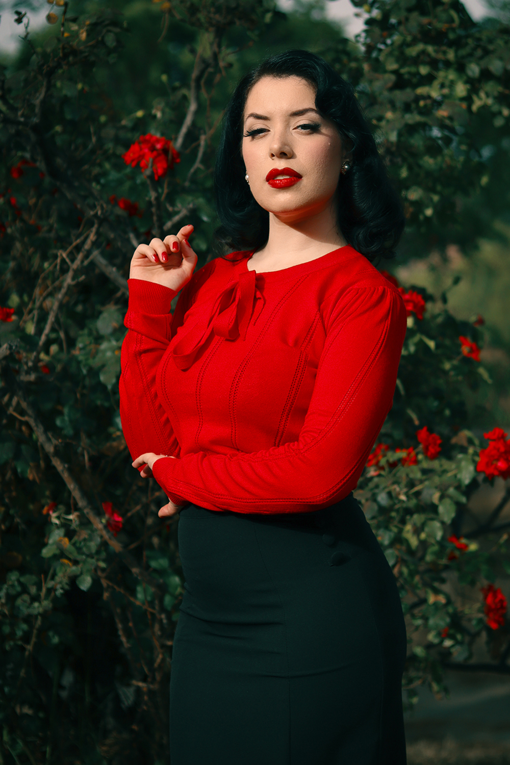 Shelly Knitted Top In Red